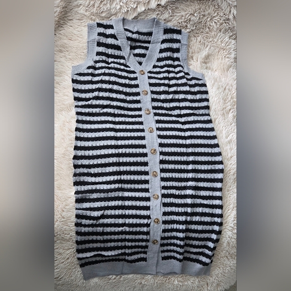V Neck Striped Fall Sweater Vest/Dress/Cardigan #1080 NWOT - Picture 2 of 12